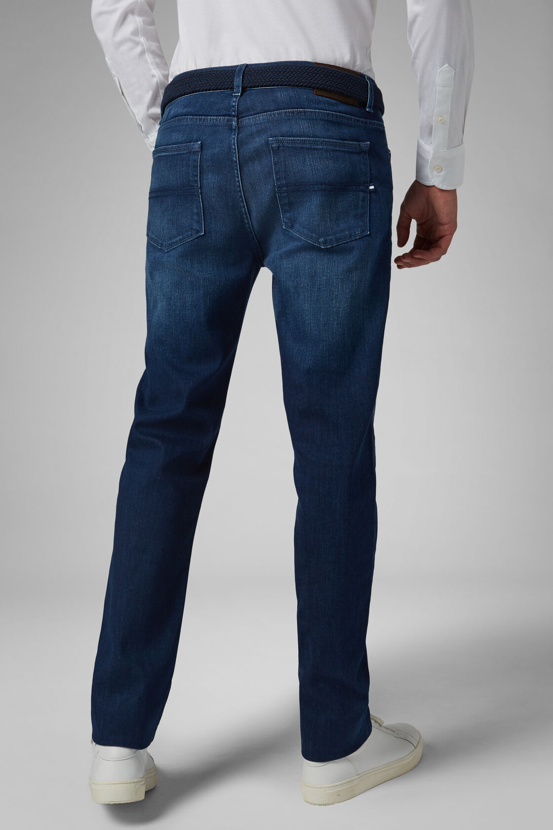 Mediumblauwe Stretch Denim Jeans, Denim, hi-res