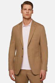 Hazelnut Colour Diagonal Jacket In Stretch Cotton, Hazelnut, hi-res