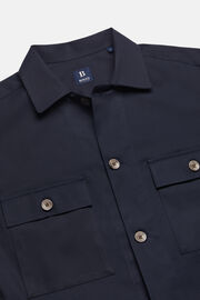 Navy Tencel and Cotton Camp Overshirt, Navy blue, hi-res