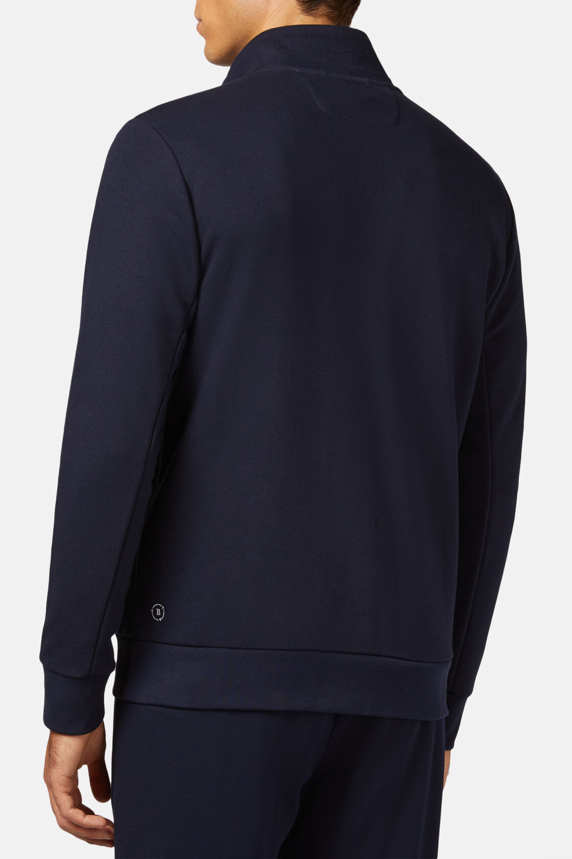 Full Zip Sweatshirt in Recycled Mixed Cotton, Navy blue, hi-res