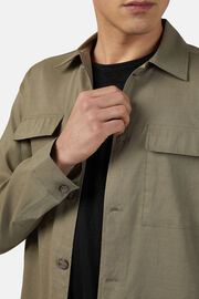 Shirt Jacket in Stretch Linen and Viscose, Taupe, hi-res