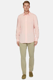 Camisa Rosa de Tencel y Lino Regular Fit, Rosado, hi-res