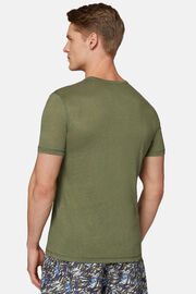 T-Shirt in Stretch Linen Jersey, Green, hi-res