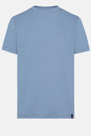 T-Shirt in Stretch Linen Jersey, Air-blue, hi-res