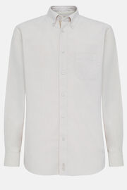 Bezowa koszula z bawełny organicznej typu Oksford, fason klasyczny, Sand, hi-res