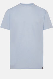 T-Shirt In Jersey Di Lino Stretch Elasticizzato, Azzurro, hi-res