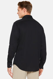 Szűk szabású fekete ing pamutból és COOLMAX® anyagból, Black, hi-res