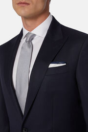 Navy Structured Stretch Wool Suit, Navy blue, hi-res
