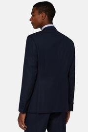 Κοστούμι με μικροσχέδια, από ελαστικό μαλλί, σε μπλε ναυτικό χρώμα, Navy blue, hi-res