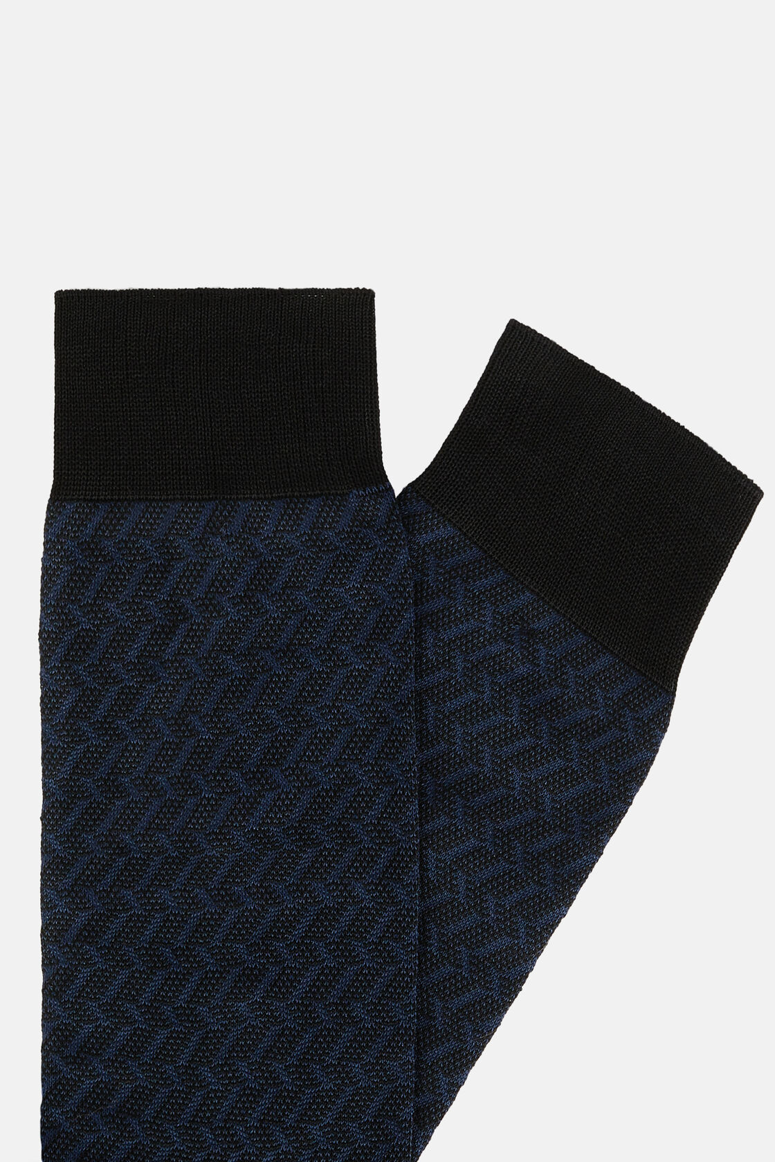 Micro Patterned Cotton Blend Socks, Navy blue, hi-res