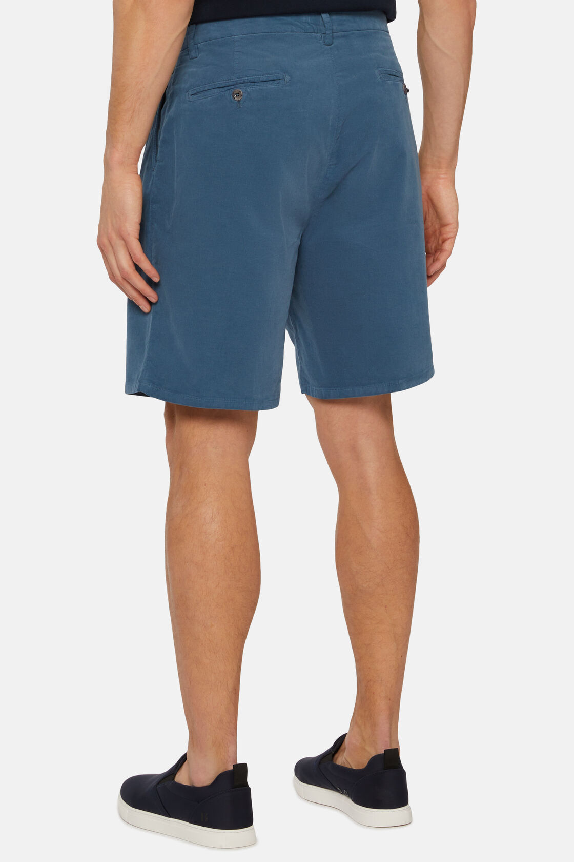 Ultra Light Cotton Velour Bermuda Shorts, Indigo, hi-res