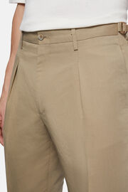 Pantaloni In Cotone Lino, Beige, hi-res
