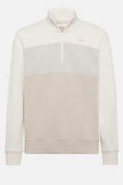 Half Zip Sweatshirt In Organic Cotton Blend, White, hi-res