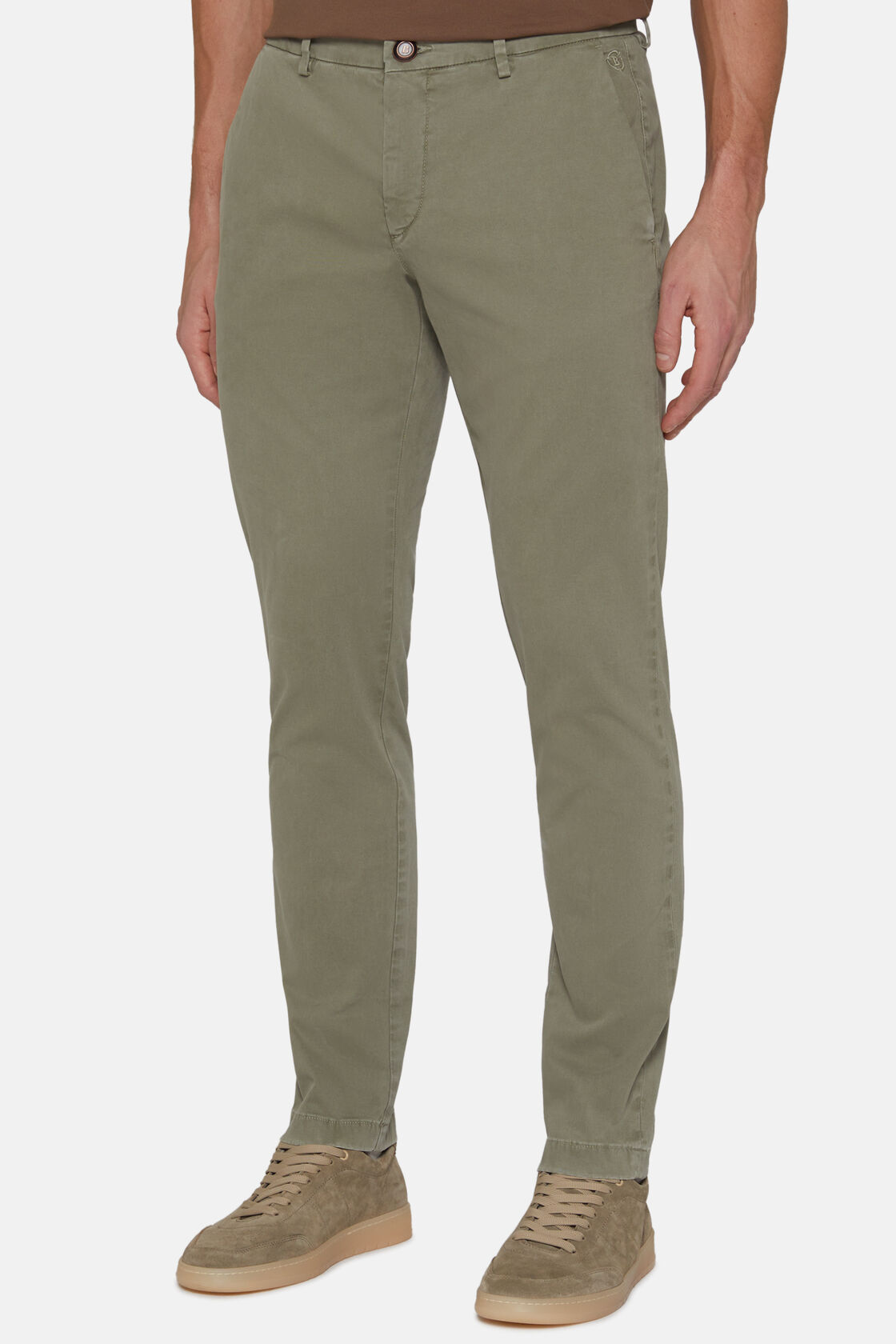 Ελαστικό βαμβακερό παντελόνι, Military Green, hi-res