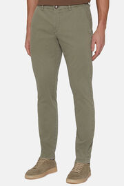 Pantalon En Coton Extensible, Military Green, hi-res