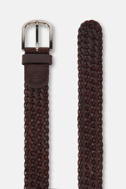 Woven Leather Belt, Brown, hi-res