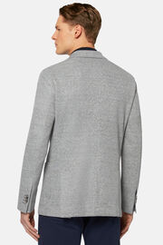 Szürke színű, melanzs vászon és pamut anyagú B Jersey kabát, Grey, hi-res