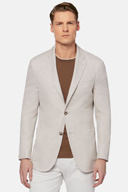 Beige Melange Linen/Cotton B Jersey Jacket, Sand, hi-res