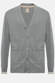 Gray Knitted Cardigan in Organic Cotton, Grey, hi-res
