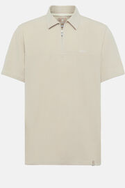 Organic Cotton Blend Piqué Polo Shirt, Beige, hi-res