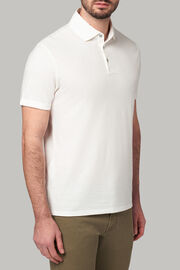 Regular fit linen cotton jersey polo shirt, White, hi-res