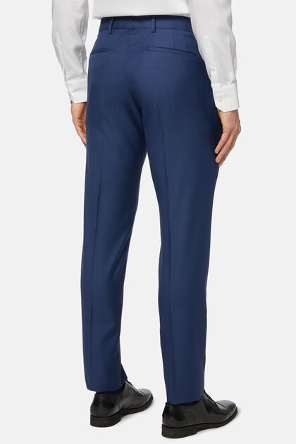 Blue Grisaille Wool Trousers, Blue, hi-res