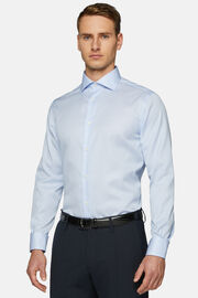 Regular Fit Sky Blue Striped Cotton Twill Shirt, Light Blu, hi-res