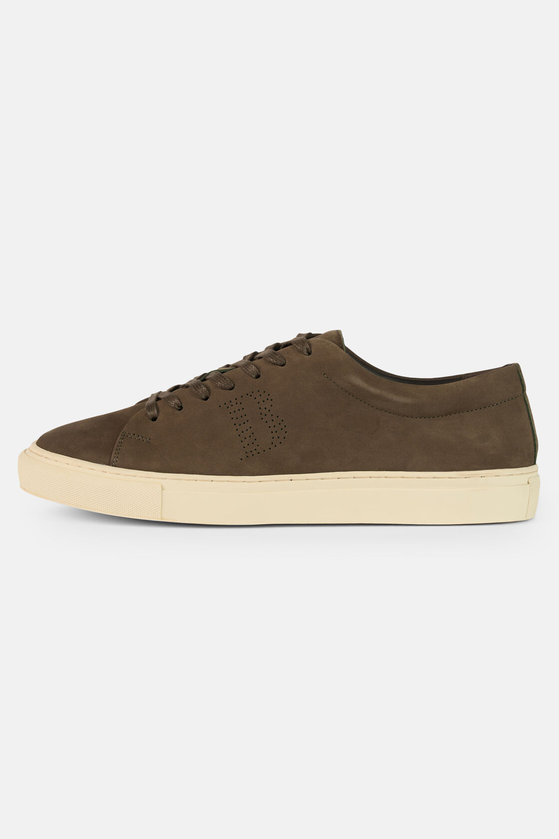 Military Leather Trainers with Logo, Military Green, hi-res