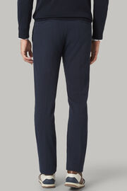 Pantaloni in cotone tencel elasticizzato slim fit, Navy, hi-res