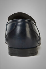 Leather Penny Loafers, Navy blue, hi-res