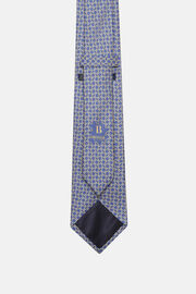 Zijden stropdas met stijgbeugelpatroon	, Blue, hi-res