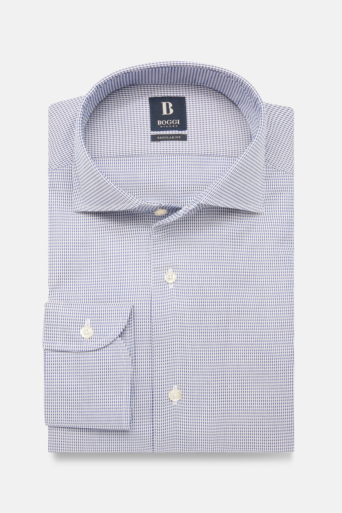 Regular Fit Blue Dobby Cotton Shirt, Royal blue, hi-res