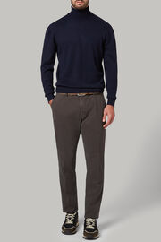 Navy polo neck pullover in cashmere, Navy blue, hi-res
