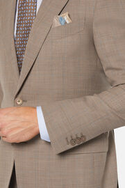 Beige Prince of Wales Check Pure Wool Suit, Beige, hi-res