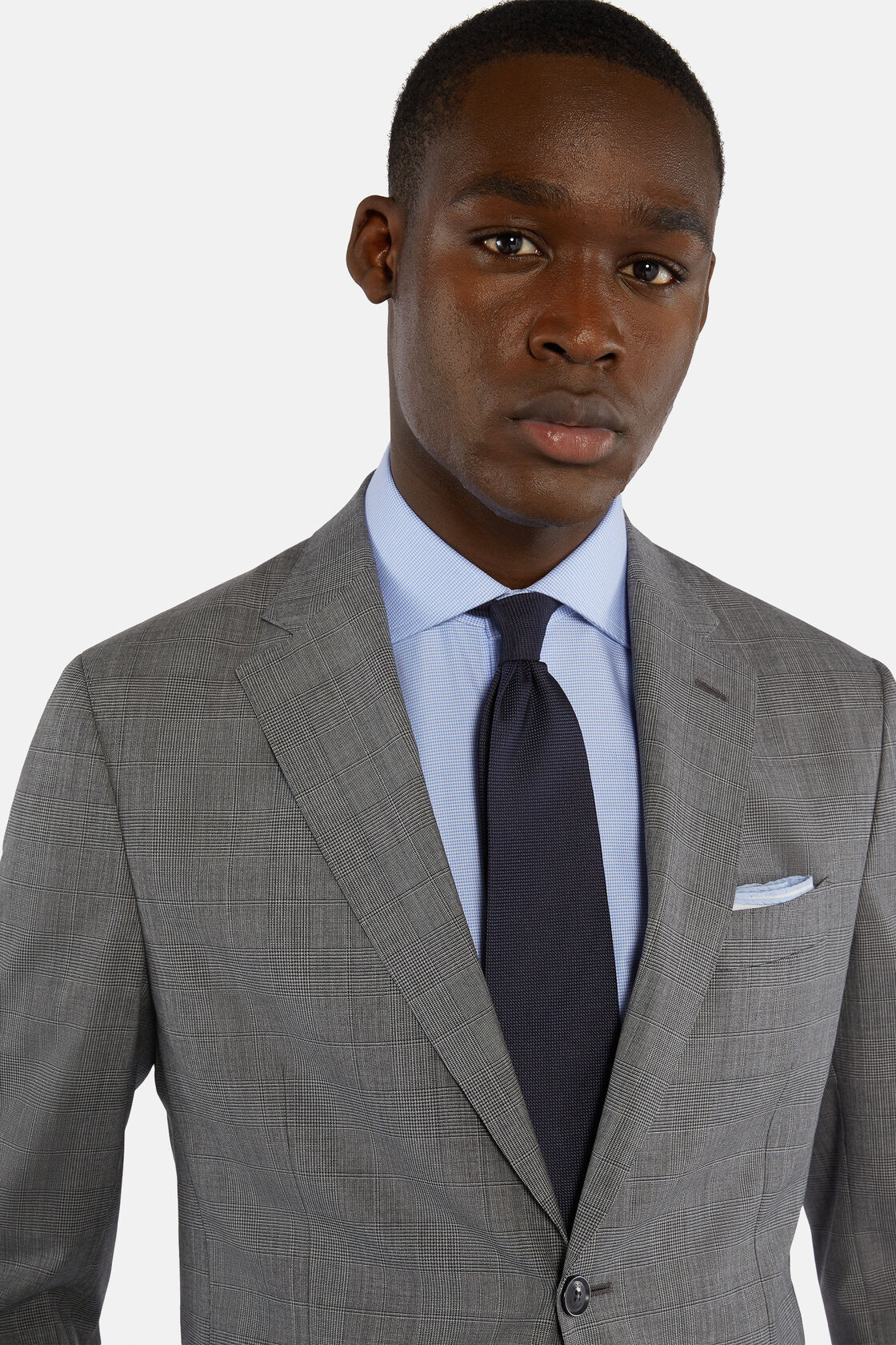 Grey Prince of Wales Check Suit In Pure Wool, Grey, hi-res