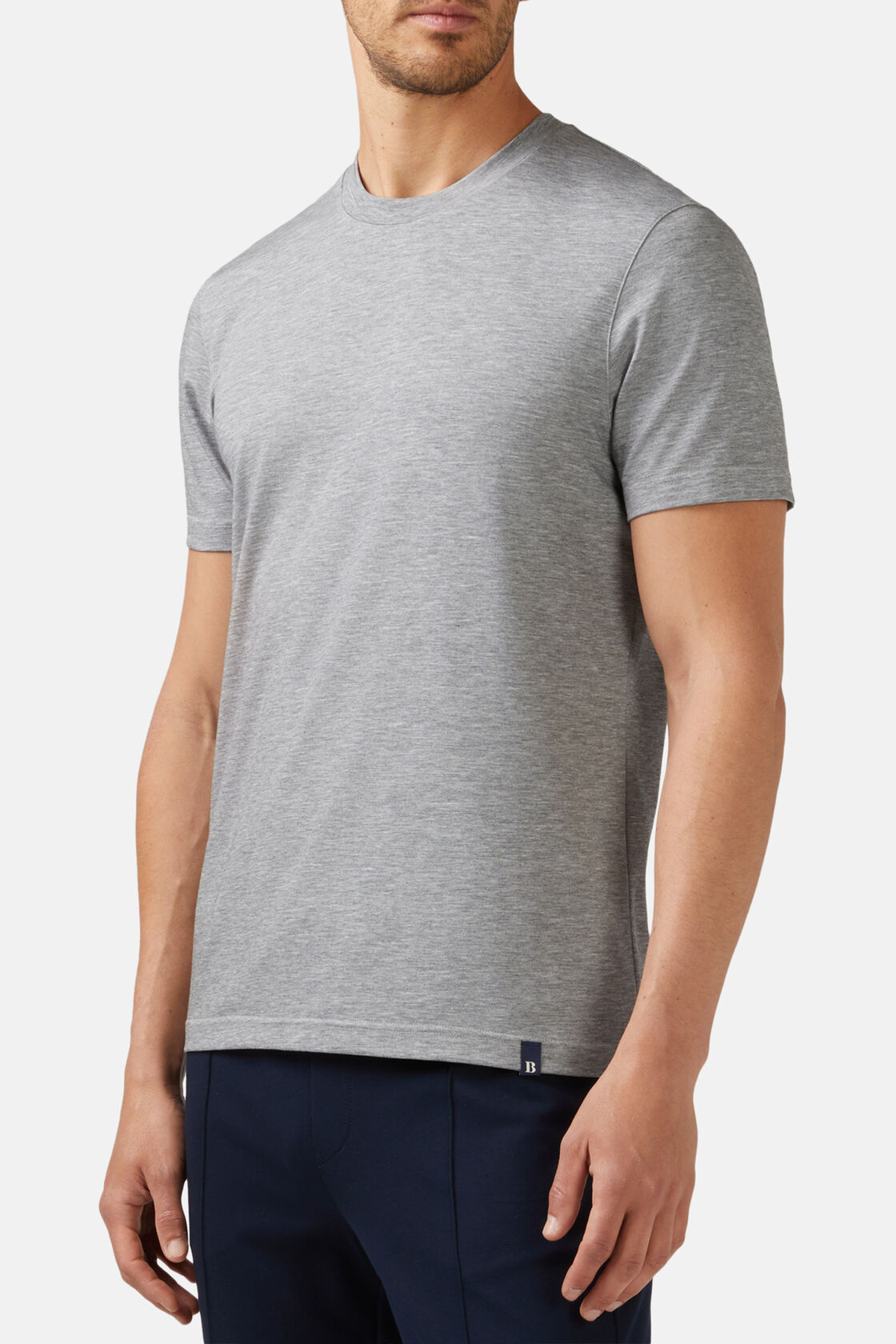 T-Shirt in Cotton, Nylon & Tencel, Grey, hi-res