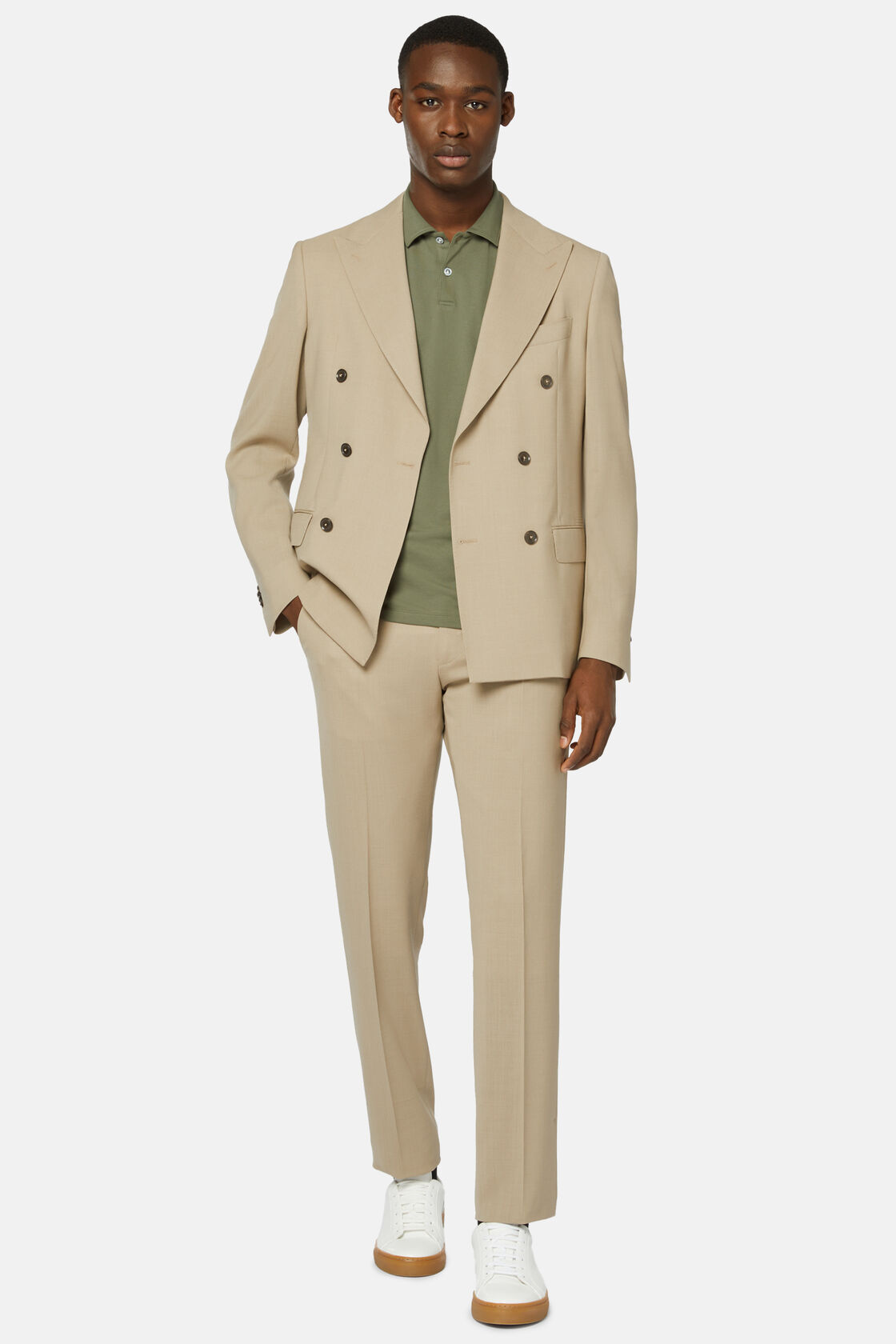 Beige Double-Breasted B Travel Suit | Boggi