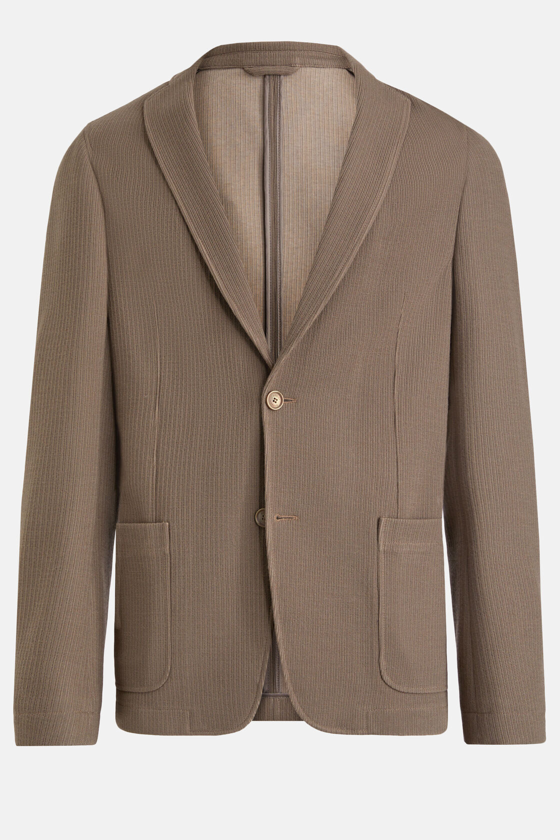 Dove Grey Bridge Jacket in B Jersey Wool and Cotton, Taupe, hi-res