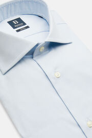 Blue Pin Point Cotton Slim Fit Shirt, Light blue, hi-res