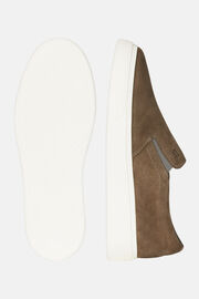 Buty wsuwane ze skóry zamszowej w kolorze taupe, Taupe, hi-res