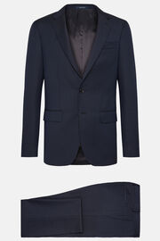 Navy Blue Pinstripe Wool Suit, Navy blue, hi-res