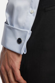 Chemise bleue pin point en coton slim fit, Bleu clair, hi-res