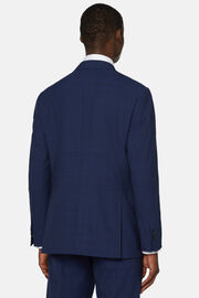 Granatowy garnitur w kratę księcia Walii z wełny super 130, Navy blue, hi-res