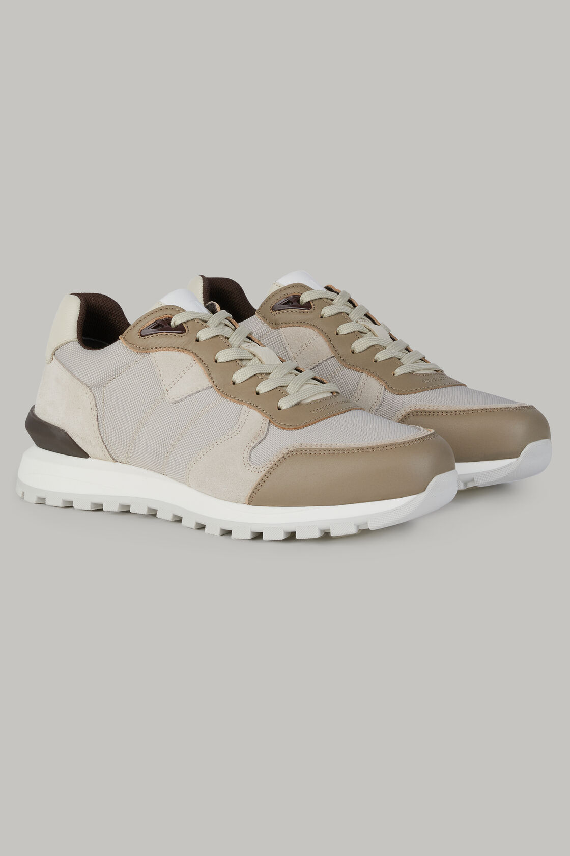 Natural sneakers in technical fabric and leather, , hi-res