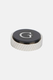 Circular letter g for cufflinks, Black, hi-res