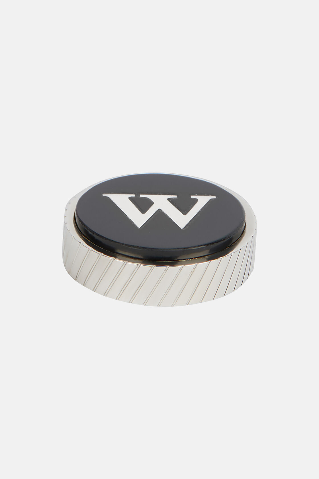 Circular letter w for cufflinks, Black, hi-res
