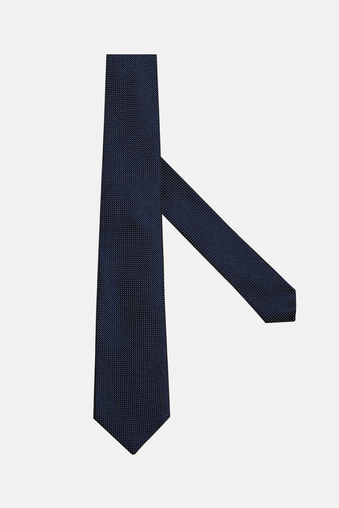 Gravata em mistura de seda com padrão micro, Navy blue, hi-res