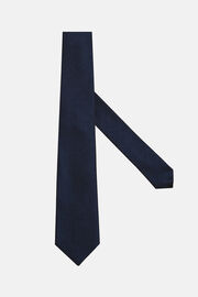Cravatta Motivo Micro Design In Misto Seta, Navy, hi-res