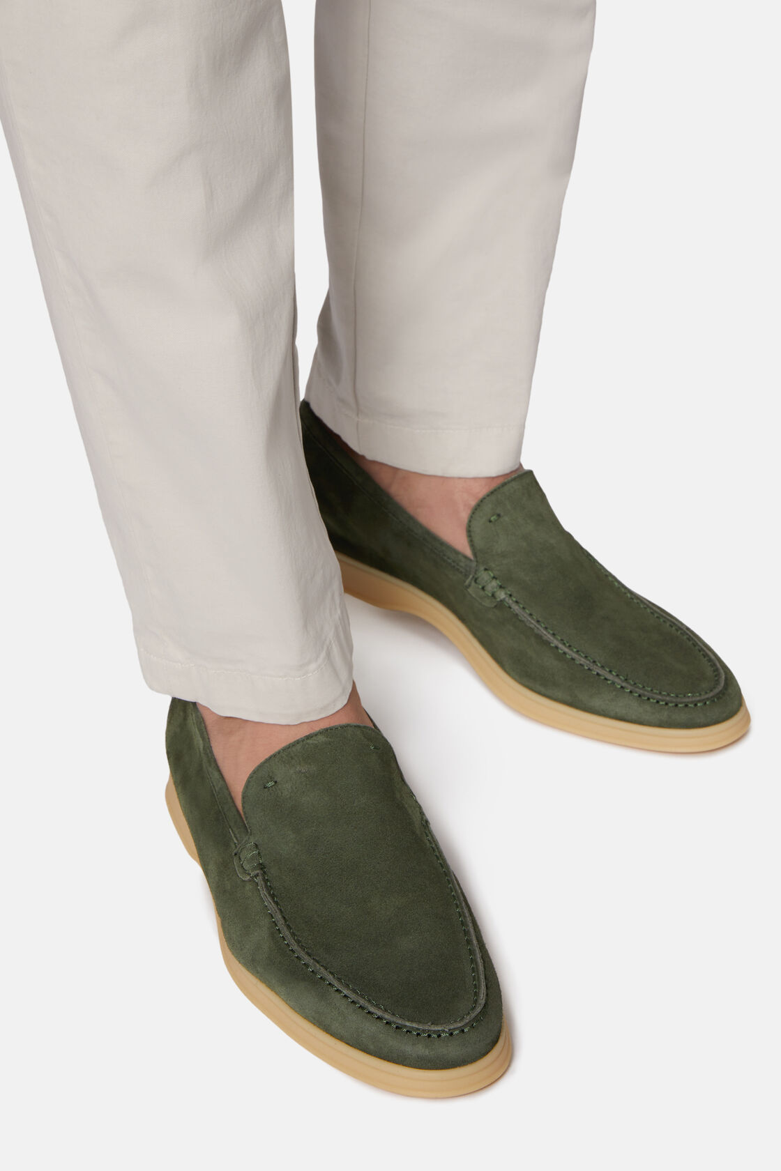 Aria Suede Loafers, Green, hi-res