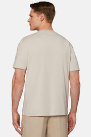T-shirt in stretch supima katoen, Sand, hi-res